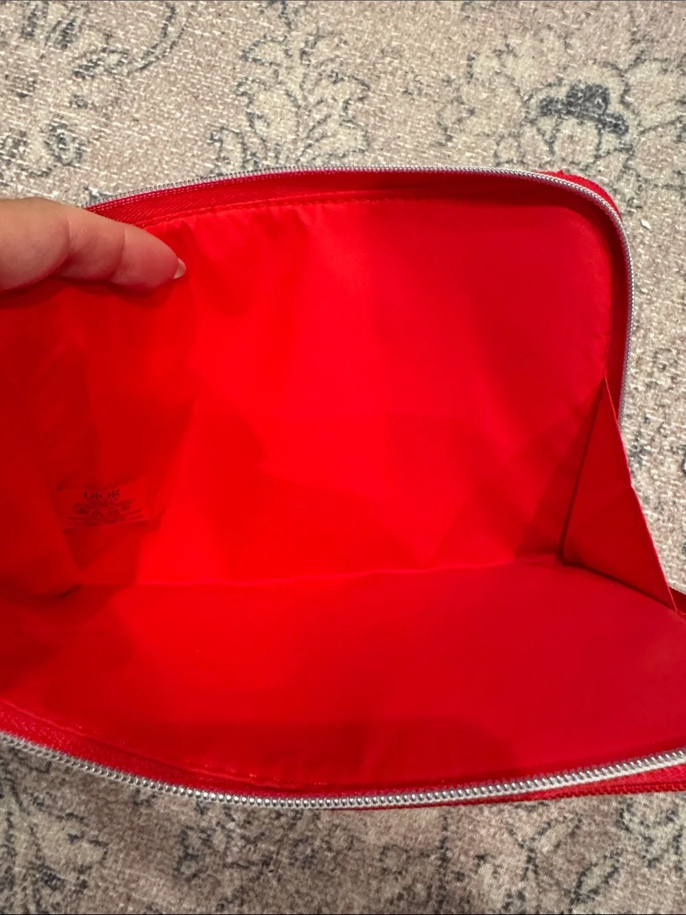 Dior Red Canvas Zip Cosmetic Case